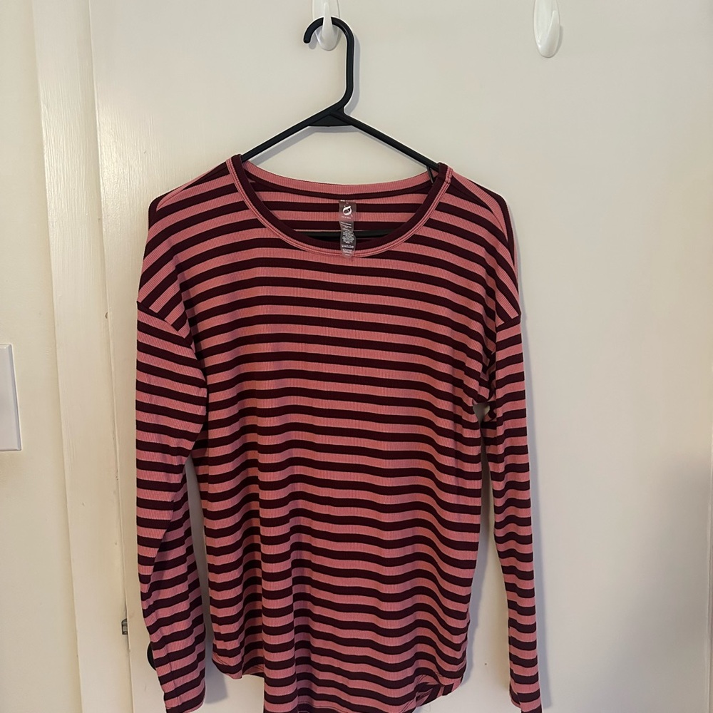 Lou & Grey Pink and Dark Red Striped Top